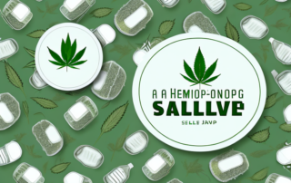 A soothing hemp salve jar with a pharmacy backdrop