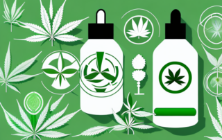 A cbd oil dropper bottle with a medical cross symbol on it