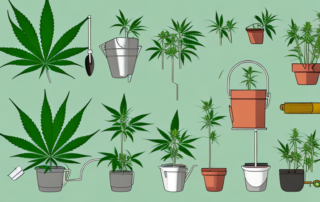A healthy cannabis plant in various stages of growth