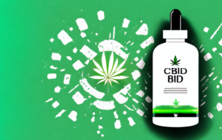 A bottle of cbd oil with a soothing green aura around it