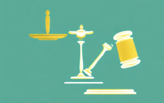A male cannabis plant with a gavel and legal scales