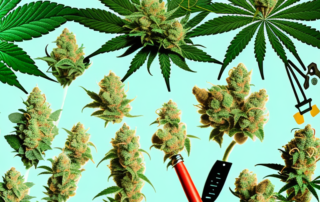 A few cannabis plants with a focus on the female seeds