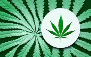 A cannabis leaf with a droplet of oil