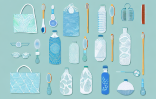 Various eco-friendly products such as a reusable water bottle