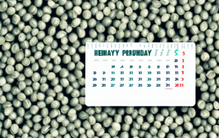 A variety of hemp seeds scattered on a calendar
