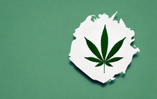 A marijuana leaf placed on top of a map of germany