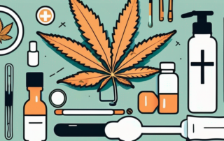 A cannabis leaf inside a medical cross symbol