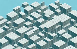 A construction site where buildings are being built using blocks made from hemp