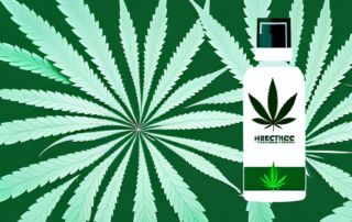 A thc spray bottle with cannabis leaves in the background