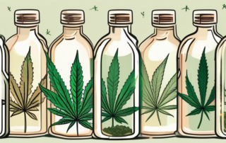 A medical cannabis leaf inside a prescription bottle