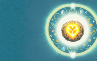 A handful of hemp seeds with a burst of light that symbolizes omega-3