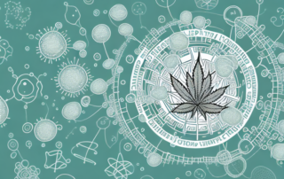 A hemp plant with small globules representing hemp globules