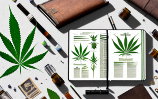 A variety of hemp plants and cbd oil bottles