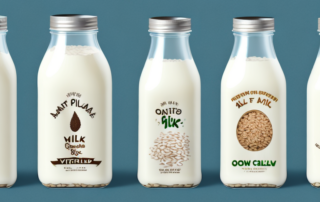 Various types of plant-based milk like almond