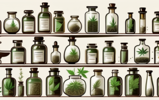 A variety of hemp plants with their leaves and seeds