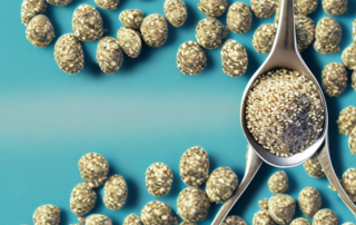 A variety of hemp seeds in a measuring spoon