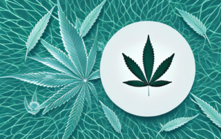 A cannabis leaf resting on a medical cross symbol