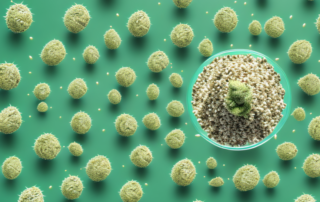A cluster of hemp seeds bursting with energy