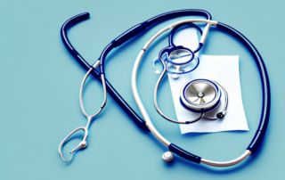 A medical stethoscope entwined with a hemp leaf