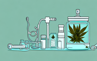 A cannabis plant inside a glass jar