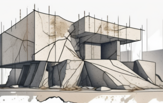 A crumbling or cracked structure made of hemp concrete