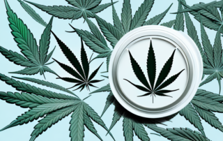A cbd salve jar with a cannabis leaf design