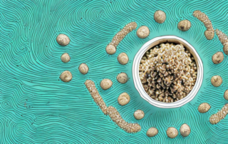 A handful of hemp seeds bursting with energy and strength