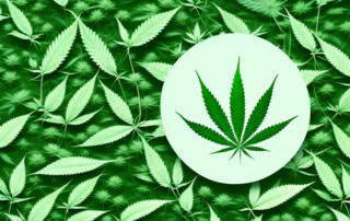 Hemp globules scattered on a leafy background