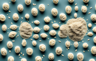 Peeled hemp seeds scattered on a clean surface