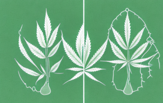 A male and female hemp plant side by side