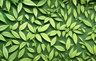 A few mature hemp plants with their characteristic thin leaves and clusters of seeds