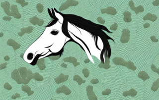 A horse peacefully grazing on a field filled with hemp seeds