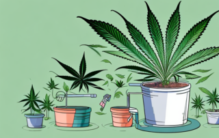 A lush cannabis plant in a pot