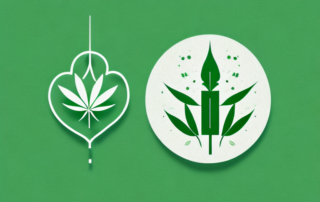 A cbd oil dropper with a few hemp leaves around it