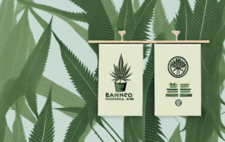 A pair of stylish hemp trousers hanging on a bamboo hanger