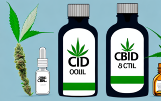 A cbd oil bottle with a prescription label on it