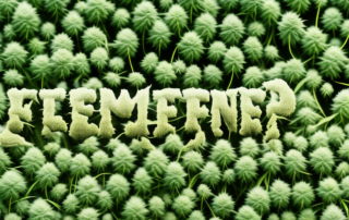 A hemp plant at different stages of growth