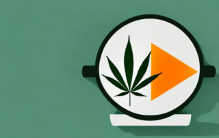 A medical cannabis plant in a pot with a german flag in the background to symbolize the topic of medical cannabis use in germany