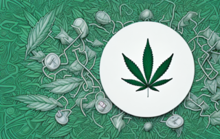 A cannabis leaf with a medical cross symbol in the middle