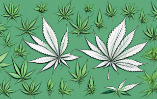 A cannabis plant with its various components like leaves