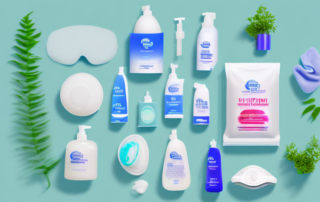 A variety of hygiene products such as soap