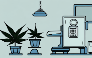 A hemp plant in a legal shop setting