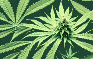 A hemp plant with a focus on its leaves and buds