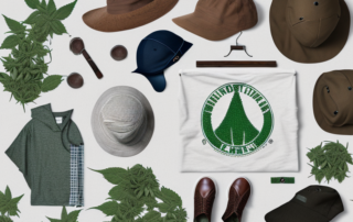 Various men's hemp clothing items such as a shirt