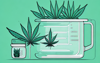 A cannabis plant inside a laboratory beaker to symbolize the medical research and analysis of cannabis