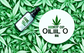 A glass dropper bottle with hemp oil