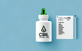 A cbd oil dropper bottle and a prescription pad