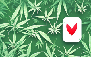 A cannabis plant in a peaceful garden setting