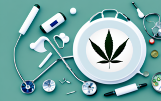 A cannabis leaf inside a medical cross symbol