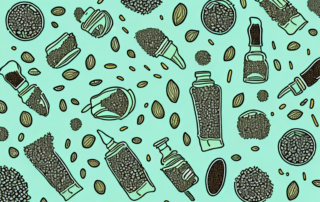 Various hemp seeds scattered around